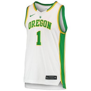 Unisex Nike #1 White Oregon Ducks Women's Basketball Throwback Replica Jersey