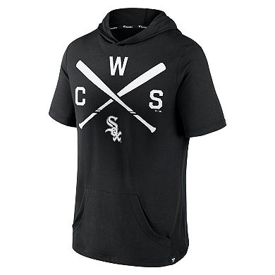 Men's Fanatics Branded Black Chicago White Sox Iconic Rebel Short Sleeve Pullover Hoodie