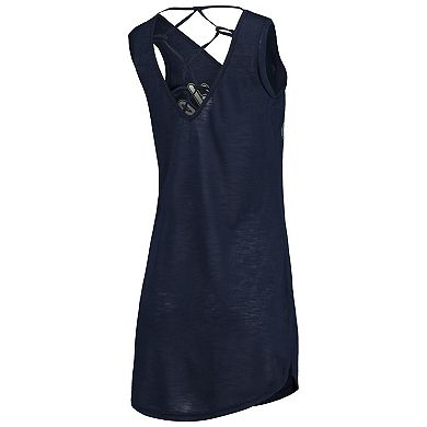 Women's G-III 4Her by Carl Banks College Navy Seattle Seahawks Game Time Swim V-Neck Cover-Up Dress