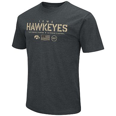 Men's Colosseum Heathered Black Iowa Hawkeyes OHT Military Appreciation Flag 2.0 T-Shirt