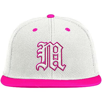 Men's adidas White/Pink Miami Hurricanes On-Field Baseball Fitted Hat