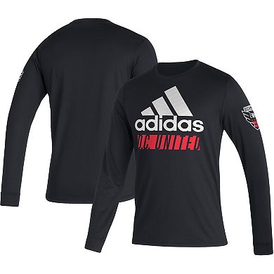 Men's adidas Black D.C. United Vintage Performance Long Sleeve T-Shirt