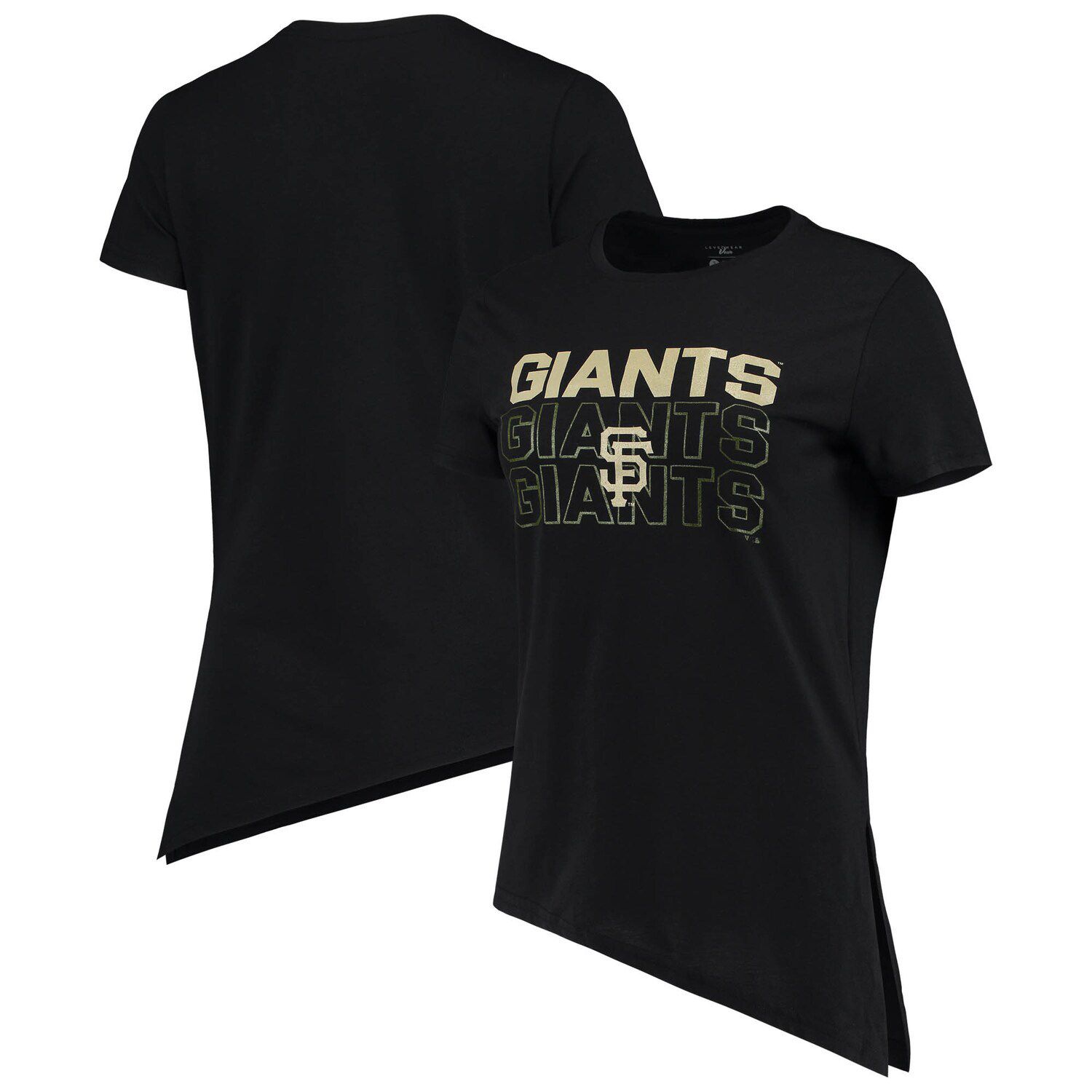 New Era Girl's San Francisco Giants Black Dipdye V-Neck T-Shirt