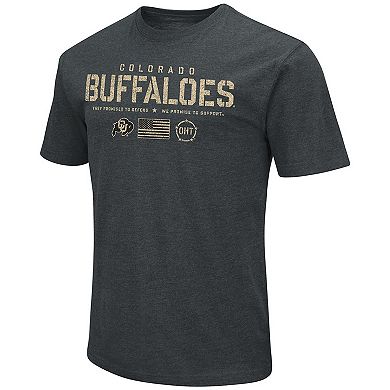Men's Colosseum Heathered Black Colorado Buffaloes OHT Military Appreciation Flag 2.0 T-Shirt