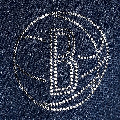 Women's Lusso Blue Brooklyn Nets Georgie Crystals Button-Up Denim Jacket
