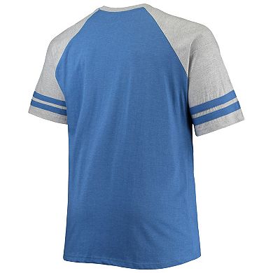 Men's Heathered Blue New York Rangers Big & Tall Raglan T-Shirt