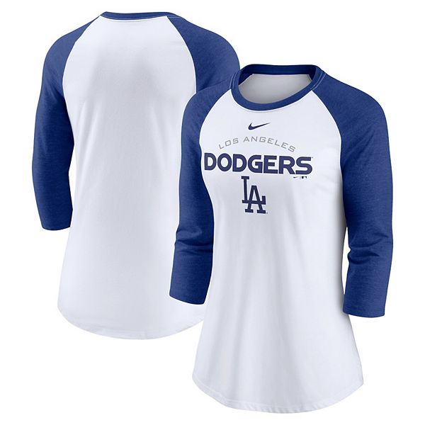 Men's Los Angeles Dodgers Nike Light Blue Tri-Blend 3/4-Sleeve Raglan T- Shirt