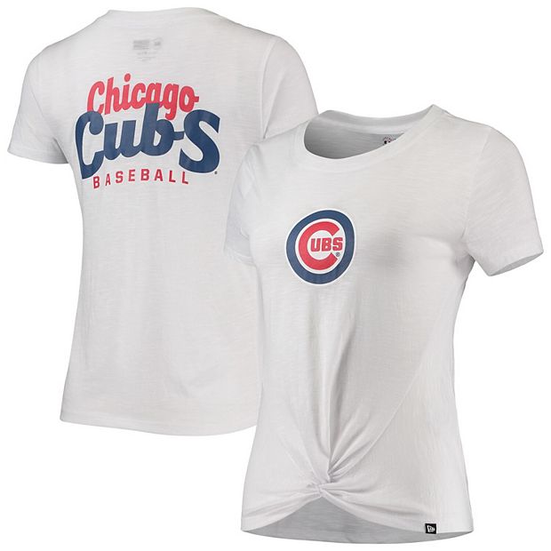 Women's New Era White Chicago Cubs 2-Hit Front Twist Burnout T-Shirt, Size: XS