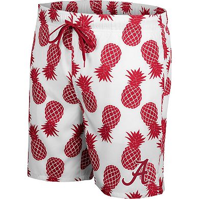Men's Colosseum White/Crimson Alabama Crimson Tide Pineapple Swim Shorts