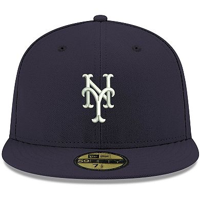 Men's New Era Navy New York Mets Logo White 59FIFTY Fitted Hat