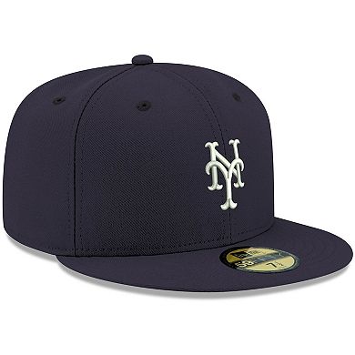 Men's New Era Navy New York Mets Logo White 59FIFTY Fitted Hat