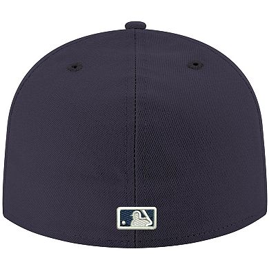 Men's New Era Navy New York Mets Logo White 59FIFTY Fitted Hat