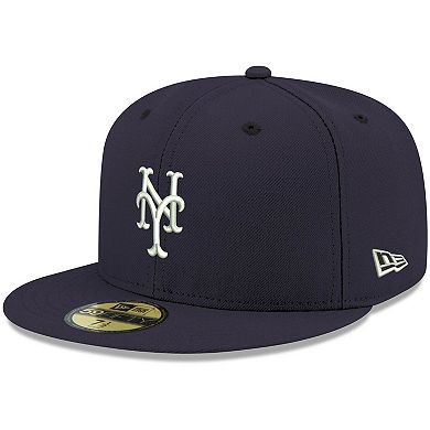 Men's New Era Navy New York Mets Logo White 59FIFTY Fitted Hat
