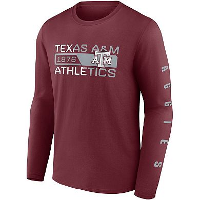 Men's Fanatics Branded Maroon Texas A&M Aggies Broad Jump 2-Hit Long Sleeve T-Shirt
