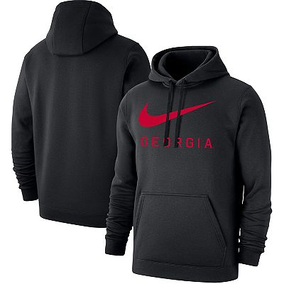 Men s Nike Black Georgia Bulldogs Big Swoosh Club Pullover Hoodie