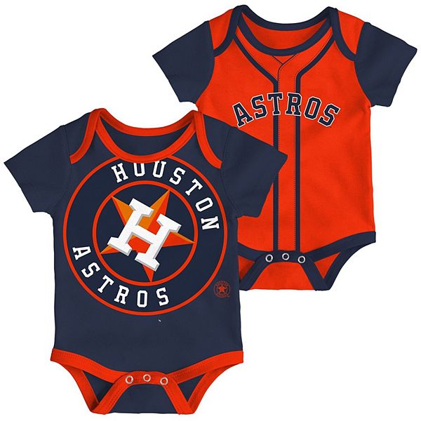 Newborn Navy/Orange Houston Astros Double Two-Pack Bodysuit Set