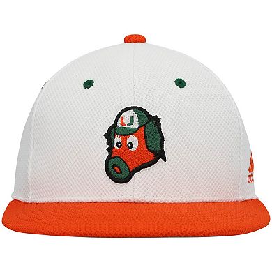 Men's adidas White/Orange Miami Hurricanes Miami Maniac On-Field Baseball Fitted Hat