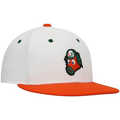 Men's adidas White/Orange Miami Hurricanes Miami Maniac On-Field Baseball Fitted Hat