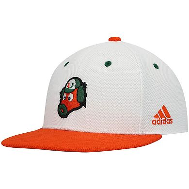 Men's adidas White/Orange Miami Hurricanes Miami Maniac On-Field Baseball Fitted Hat