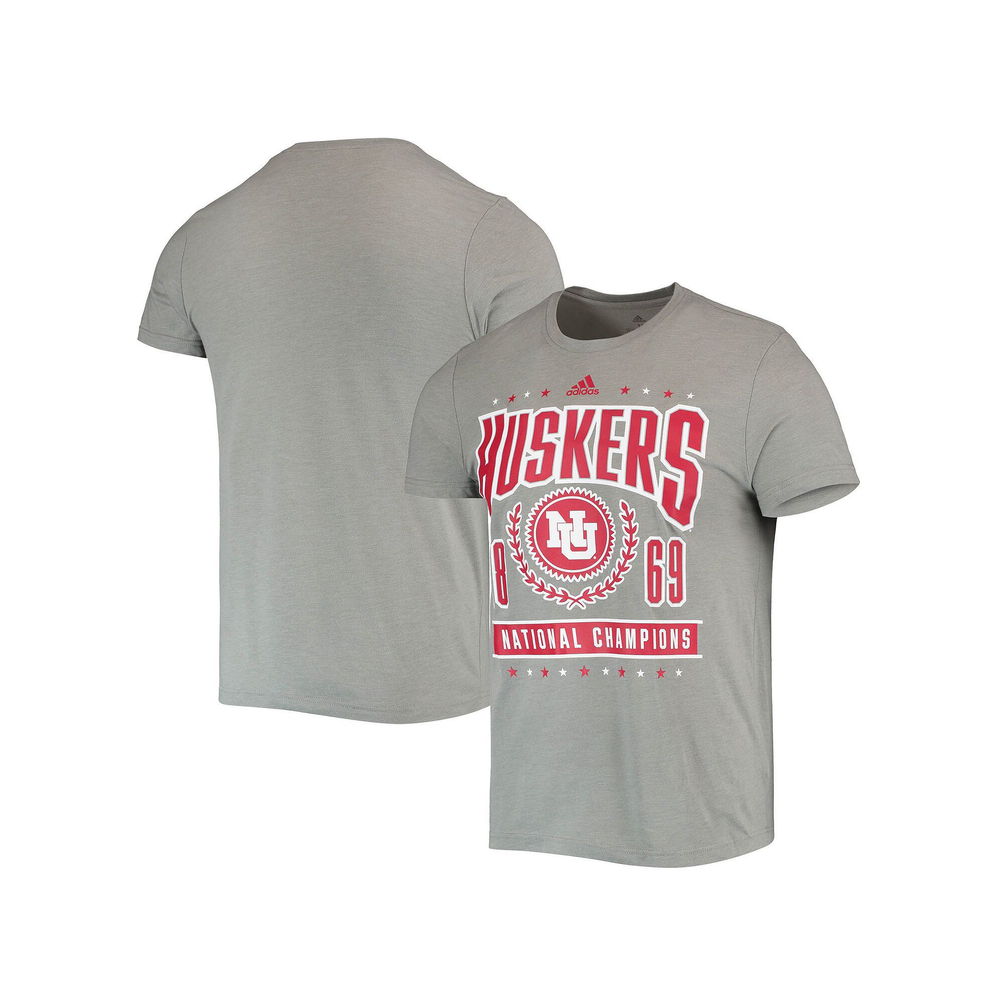 Mens adidas Heathered Gray Nebraska Huskers Reminisce Tri-Blend T-Shirt, S