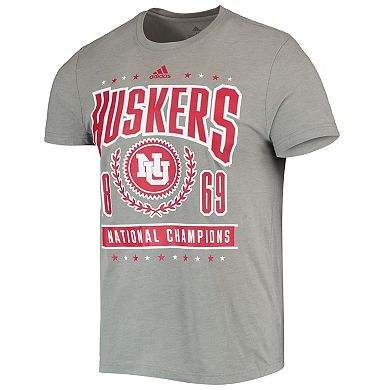 Men's adidas Heathered Gray Nebraska Huskers Reminisce Tri-Blend T-Shirt