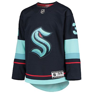 Youth Philipp Grubauer Deep Sea Blue Seattle Kraken Home Premier Player Jersey