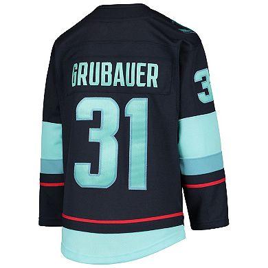 Youth Philipp Grubauer Deep Sea Blue Seattle Kraken Home Premier Player Jersey