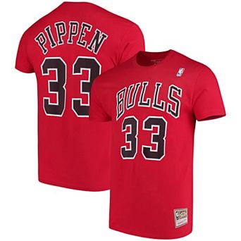 Men's Mitchell & Ness Scottie Pippen Red Chicago Bulls Hardwood Classics Name & Number Player T-Shirt