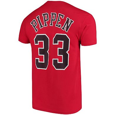Men's Mitchell & Ness Scottie Pippen Red Chicago Bulls Hardwood Classics Name & Number Player T-Shirt