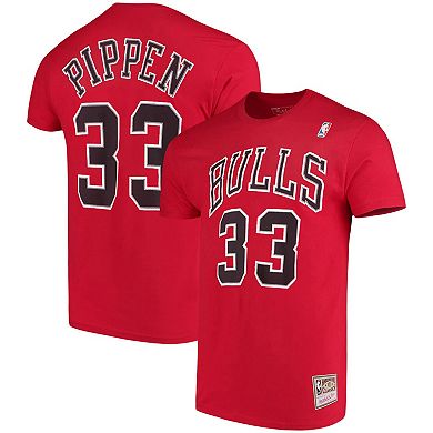 Men's Mitchell & Ness Scottie Pippen Red Chicago Bulls Hardwood Classics Name & Number Player T-Shirt