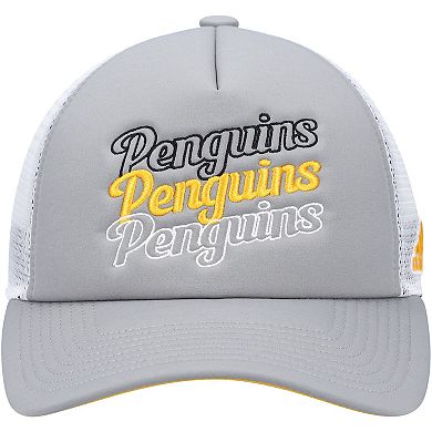 Women's adidas Gray/White Pittsburgh Penguins Foam Trucker Snapback Hat