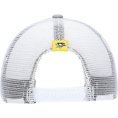 Women's adidas Gray/White Pittsburgh Penguins Foam Trucker Snapback Hat