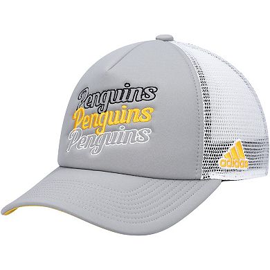Women's adidas Gray/White Pittsburgh Penguins Foam Trucker Snapback Hat