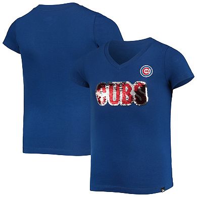Girls Youth New Era Royal Chicago Cubs Flip Sequin Team T-Shirt
