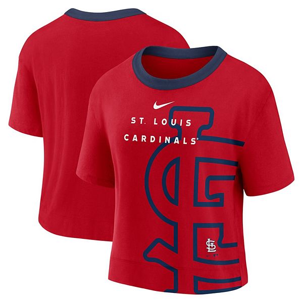 Women's Nike Red/Navy St. Louis Cardinals Team First High Hip Boxy T-Shirt