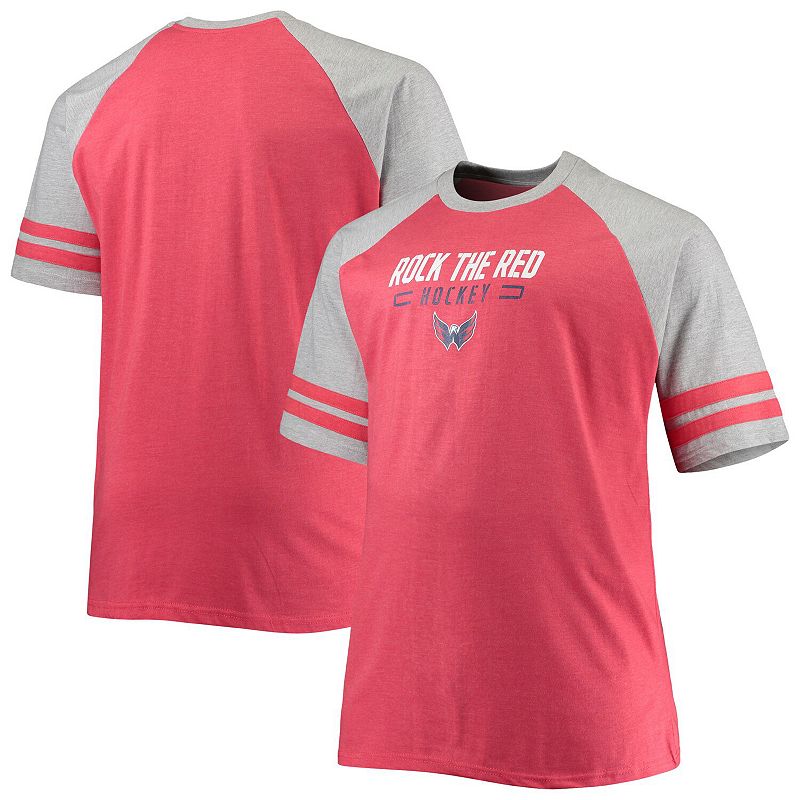 Mens Heathered Red Washington Capitals Big & Tall Raglan T-Shirt, Size: 5X