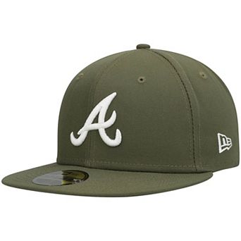 Men's New Era Olive Atlanta Braves Logo White 59FIFTY Fitted Hat