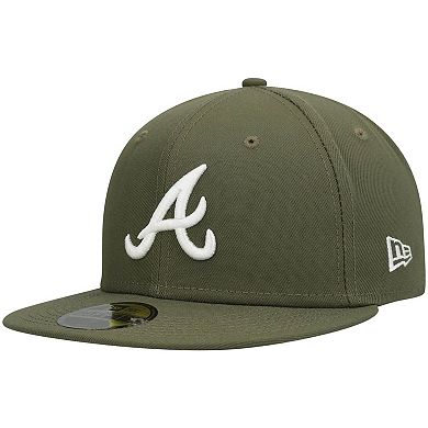 Men's New Era Olive Atlanta Braves Logo White 59FIFTY Fitted Hat