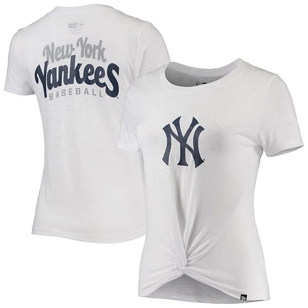 Women's New Era White New York Yankees Plus Size 2-Hit Front Knot T-Shirt