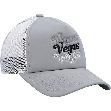 Women's adidas Gray/White Vegas Golden Knights Foam Trucker Snapback Hat