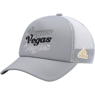 Women's adidas Gray/White Vegas Golden Knights Foam Trucker Snapback Hat