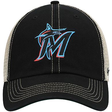 Men's '47 Black Miami Marlins Trawler Clean Up Trucker Snapback Hat