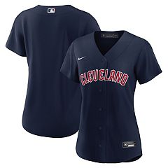 Men's True-Fan White/Navy Cleveland Guardians Pinstripe Jersey