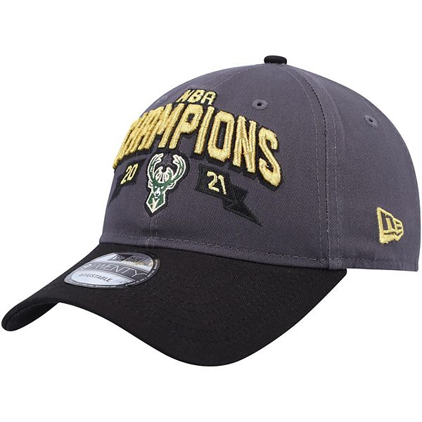 Men's Milwaukee Bucks New Era Gray/Black Champs Replica 9TWENTY Adjustable  Hat