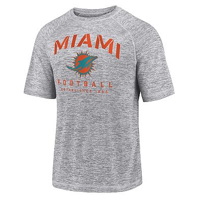 Men's Fanatics Gray Miami Dolphins Shade Battle Ready Raglan Space-Dye T-Shirt