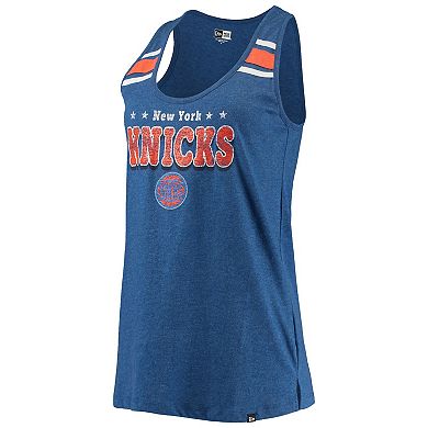 Women's New Era Blue New York Knicks Scoop-Neck Racerback Tank Top