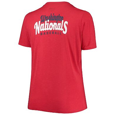Women's New Era Red Washington Nationals Plus Size 2-Hit Front Knot T-Shirt