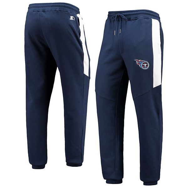 Men's Starter Navy/White Tennessee Titans Goal Post Fleece Pants