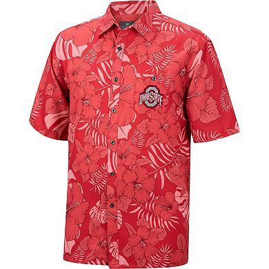 Men's Colosseum Scarlet Ohio State Buckeyes The Dude Camp Button-Up Shirt
