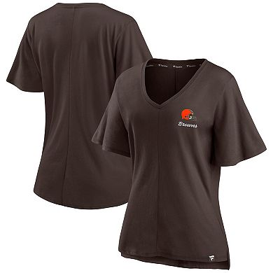 Women's Fanatics Branded Brown Cleveland Browns Southpaw Flutter V-Neck T-Shirt
